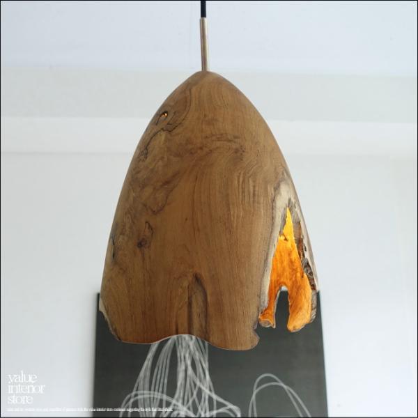 チーク無垢材 ペンダントライトKrebN01 天井照明 照明器具 ランプシェード 明かり 吊り下げ灯...