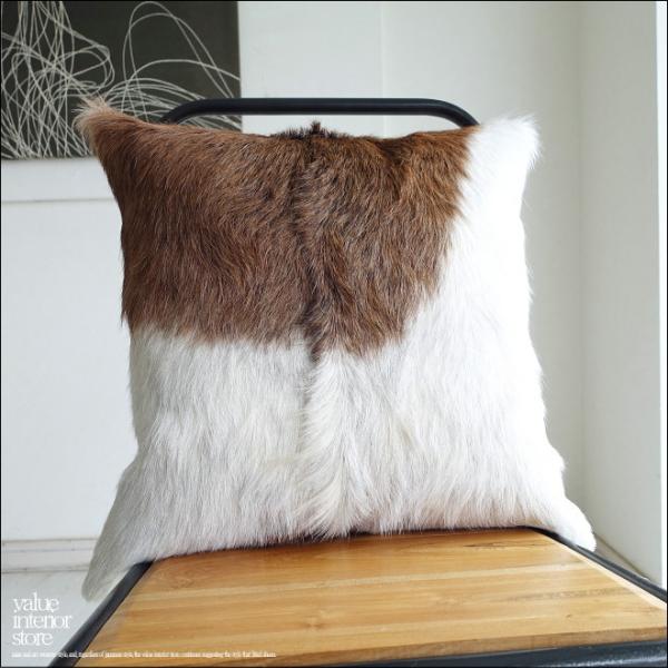 毛皮クッションカバー PUTI-04 天然皮革 北欧 本皮 レザー 正方形 手作り レトロ調 エスニ...