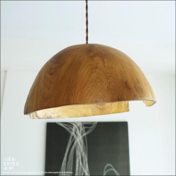 チーク無垢材 ペンダントライトkugel/09 天井照明 照明器具 ランプシェード 吊り下げ灯 明か...