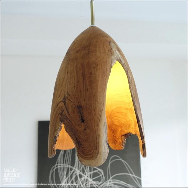 チーク無垢材 ペンダントライトKrebN04 天井照明 照明器具 ランプシェード 明かり 吊り下げ灯...