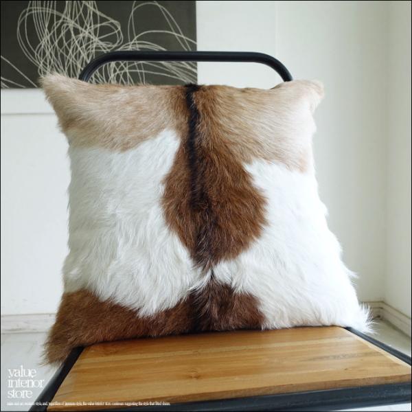 毛皮クッションカバー PUTI-06 天然皮革 北欧 本皮 レザー 正方形 手作り レトロ調 エスニ...
