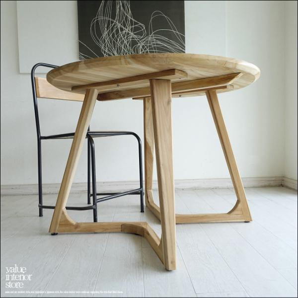 チーク無垢材 丸テーブルbulat100cm ダイニングテーブル 円形テーブル コーヒーテーブル 無...