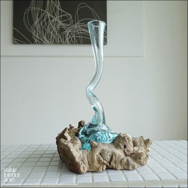 硝子フラワーベースspiral02 花瓶 花器 プリミティブガラスベース 吹きガラス 一輪挿し 一点...