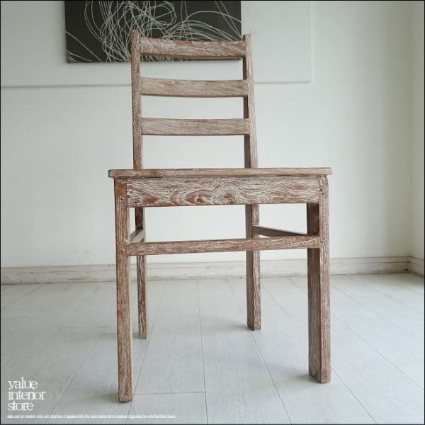 チーク無垢材 ヴィンテージチェアAig/NW ダイニングチェア 椅子 イス ナチュラルホワイト 古材...