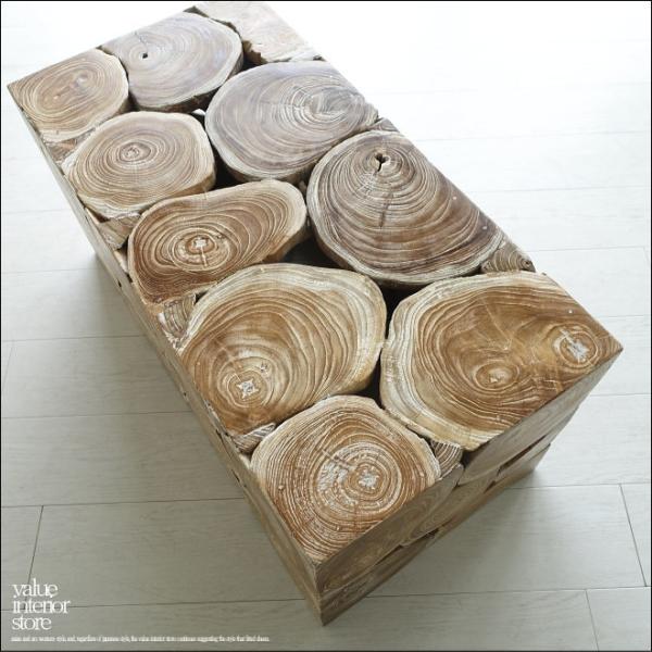 チーク無垢材 ブロックベンチNW/A11 椅子 長椅子 花台 シャビー チェア 銘木家具 イス スツ...