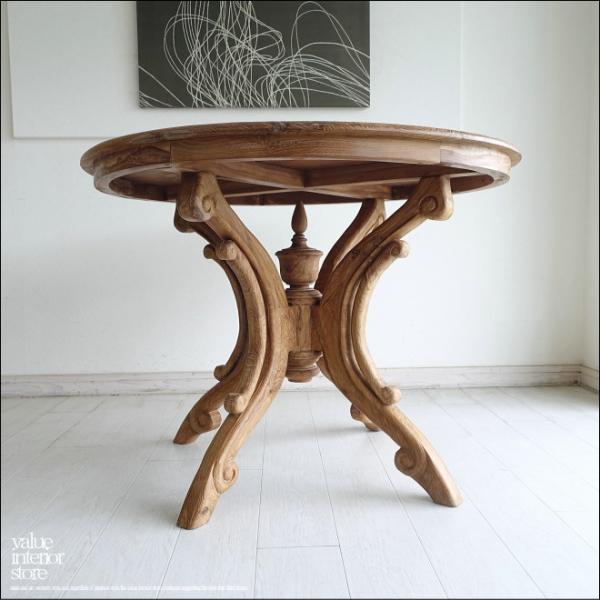 オールドチーク無垢材 丸テーブルPals 円形テーブル ダイニングテーブル 古材家具 カフェテーブル...