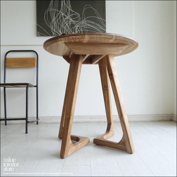 チーク無垢材 カフェテーブルbulat/NR70cm 丸テーブル 円形テーブル コーヒーテーブル 花...