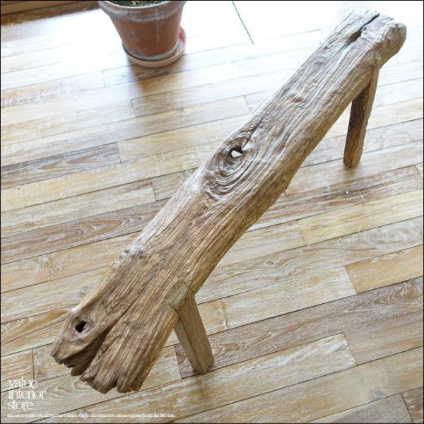 オールドチーク無垢材 プリミティブベンチAnk/138cm 長椅子 古材家具 一枚板 イス 椅子 ダ...