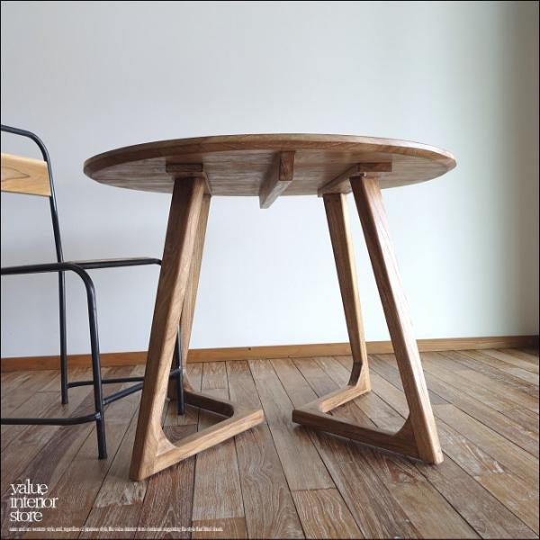 オールドチーク無垢材 丸テーブルbolk100cm ダイニングテーブル 円形テーブル コーヒーテーブ...