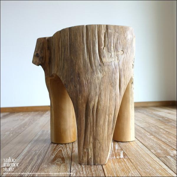 チーク無垢材 削り出しスツールTrin イス プリミティブチェア 丸太 ベンチ 椅子 花台 ナチュラ...