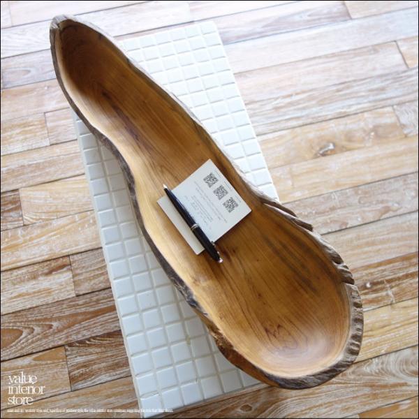 チーク無垢材 大型プリミティブボウルN66cm 小物入れ 菓子鉢 サラダボウル 入れ物 自然な様 ナ...