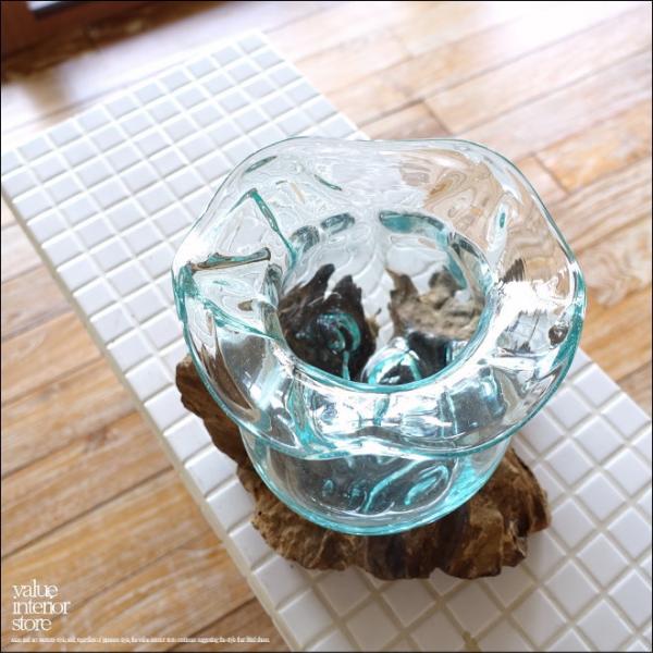 硝子フラワーベースTuli/12 花瓶 メダカ鉢 めだか鉢 プリミティブガラスベース 吹きガラス 手...