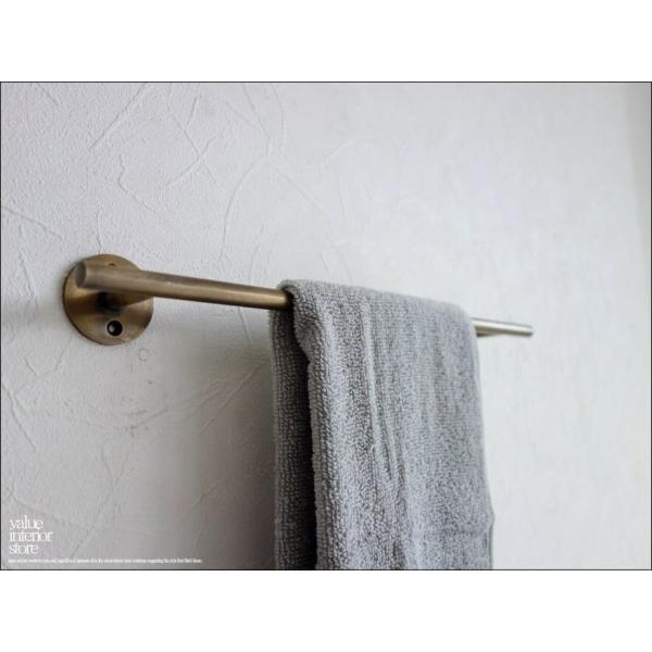 真鍮タオルバー タオル掛け タオルハンガー 洗面所 新品 手作り ヴィンテージ調 タオルかけ 真鍮金...
