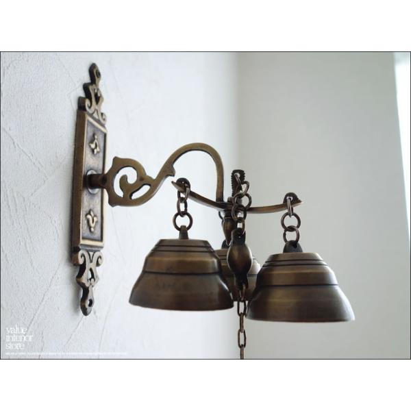 真鍮トリプルベル 呼び鈴 ブラス レトロ調 壁掛 手作り ドアベル 真鍮製 ドアチャイム ハンドメイ...