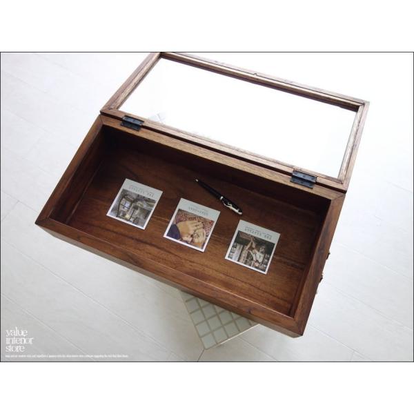 コレクションケース60T 無垢 ガラスケース ショーケース チーク総無垢 レトロ調 真鍮ハンドル 硝...