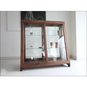 チーク総無垢 ショーケースカウンターQuese ガラスケース 飾り棚 店舗