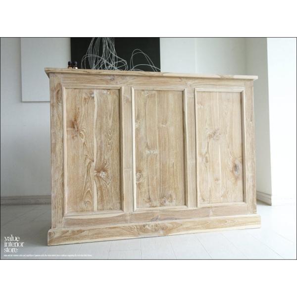 チーク総無垢材 カウンターRAW レジ台 受付カウンター 店舗什器 シャビー 教壇 キャッシャーカウ...