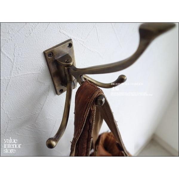 真鍮4フック ブラスフック レトロ調 壁掛ウォールハンガー 帽子掛け コートハンガー ジャケットハン...