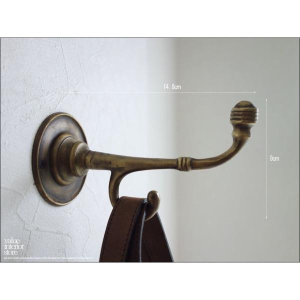 真鍮ダブルウォールフックkausar ブラスフック レトロ調 壁掛収納 帽子掛け コートハンガー ジ...