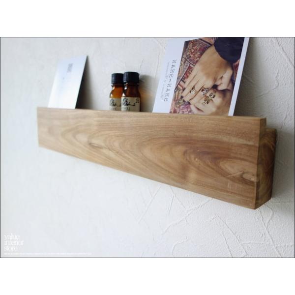 チーク総無垢材 ウォールシェルフ44/N 壁掛収納 飾り棚 ラック ウォールラック 銘木 ナチュラル...