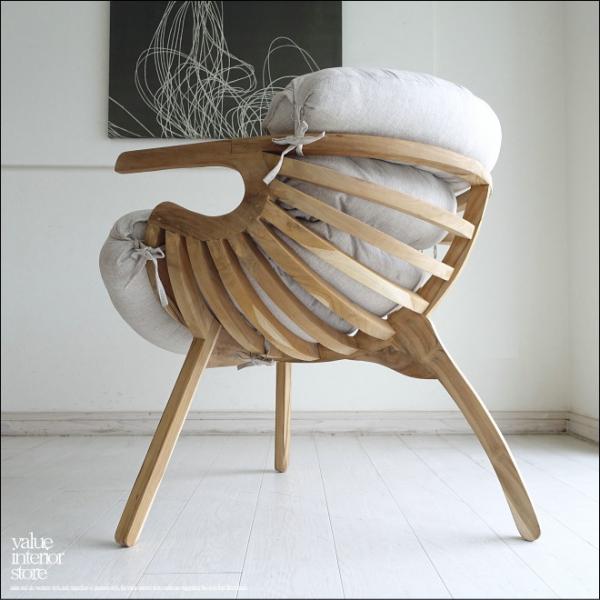 チーク無垢材 シングルソファKlite 一人掛け 両肘掛けチェア ラウンジチェア 椅子 イス 「 フ...