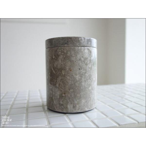 大理石コットン綿棒入れ GY 容器 マーブル 入れ物 天然大理石 小物入れ コットン入れ 自然石 洗...