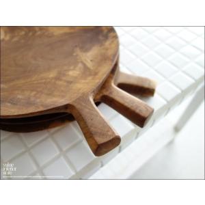 チーク材 ハンドルプレート丸 木皿 ディッシュ...の詳細画像2