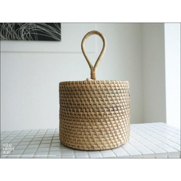 ラタンマルチスタンドNA カトラリースタンド 手編み 小物入れ 取っ手付キッチン収納 ナチュラル キ...