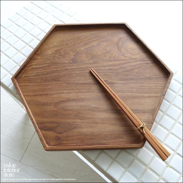チークプレート六角皿/L 木皿 大皿 平皿 お盆 トレー サービングトレイ 盛り皿 木の皿 お皿 和...