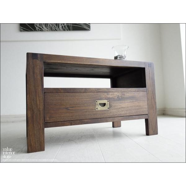 チーク無垢 テレビ台flat60cmWM引出し 銘木 新品 テレビボード シンプル 手作り 木製 T...