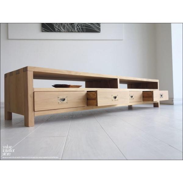 無垢材 テレビ台4drN テレビボード ナチュラル ローボード AVボード チーク材 TVボード 和...