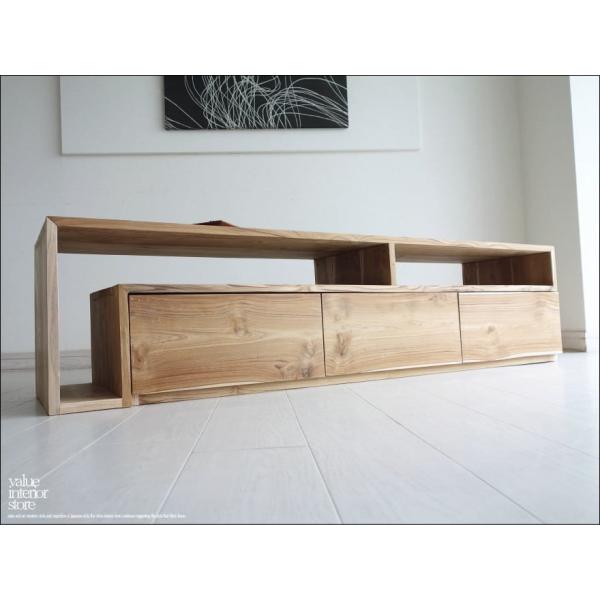 チーク無垢材 伸縮式テレビ台N ローボード 新品 テレビボード TVボード ナチュラル 天然木 手作...