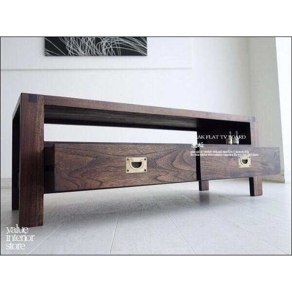 チークテレビ台flat100cmWM引出し 銘木 テレビボード シンプル 木製 AVボード ローボー...