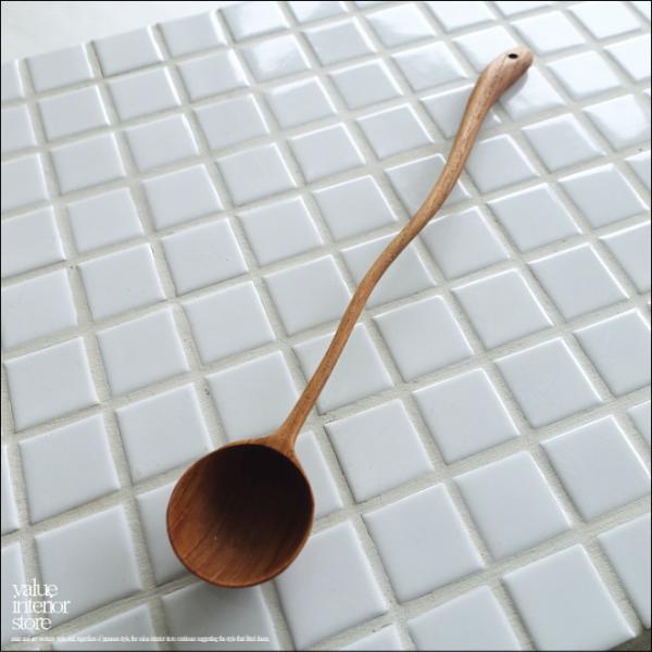 チーク無垢材 ウェーブスプーン マドラー 木製カトラリー ロングスプーン 調味料スプーン ナチュラル...