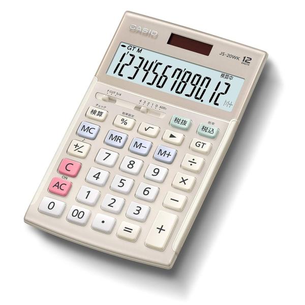 カシオ 本格実務電卓 12桁 検算機能 グリーン購入法適合 ジャストタイプ ゴールド JS-20WK...