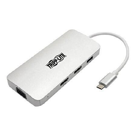 Tripp Lite USB Cハブ、x2 HDMI、PD充電1080p、60Hz、ポータブル、サン...