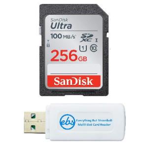 SanDisk 256GB SD Ultra Memory Card for Camera Canon Powershot Works with ELPH 180, 190 is, SX420 is, SX610 HS (SDSDUNR-256G-GN6IN) Bundle with (1) Eve