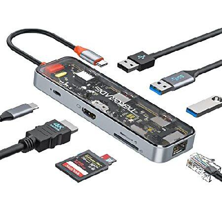 USB Cハブ 9ポートノートパソコン用ドッキングステーション、高速データ同期4k HDMI、PD ...