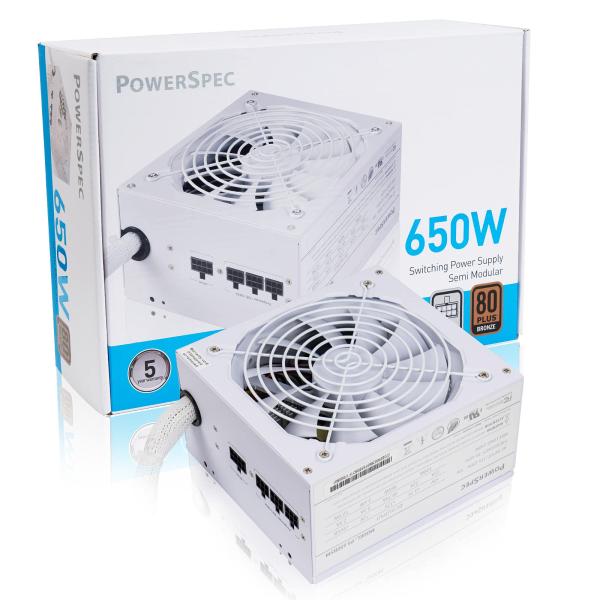 PowerSpec 650W 電源 セミモジュラー 80プラス ブロンズ認証 ATX PSU アクテ...