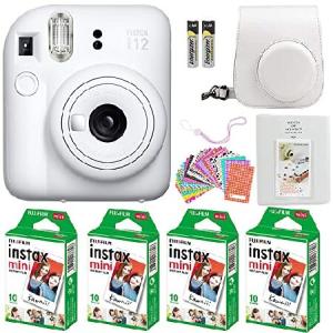 富士フイルム Instax Mini 12 インスタントカメラ クレイホワイト 富士フイルムインスタントミニフィルム バリューパック (40枚) ストラップ付き フォトアルバム