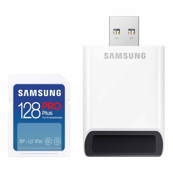 SAMSUNG PRO Plus フルサイズ 128GB SDXC メモリーカード+リーダー 最大1...