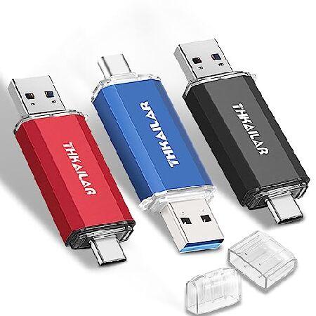 THKAILAR 32GB 3パック USB Cメモリースティック OTG USB 3.0 サムドラ...