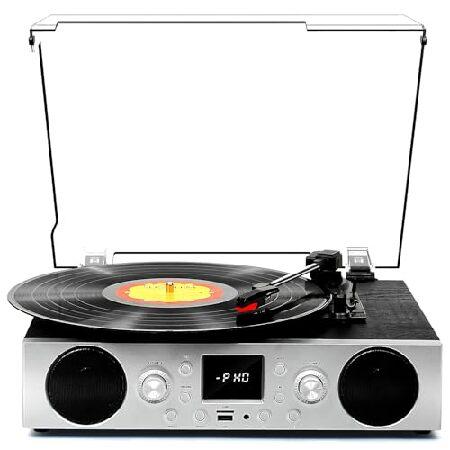 Record Player with Built-in Stereo Speakers, FM Ra...