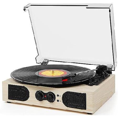Vintage Record Player with 2 Built-in Speakers and...