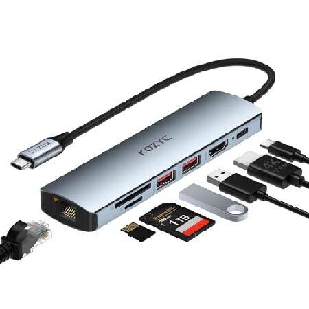 USB Cハブイーサネットマルチポートアダプター、KOZYC 7-in-1 USB Cハブ HDMI...