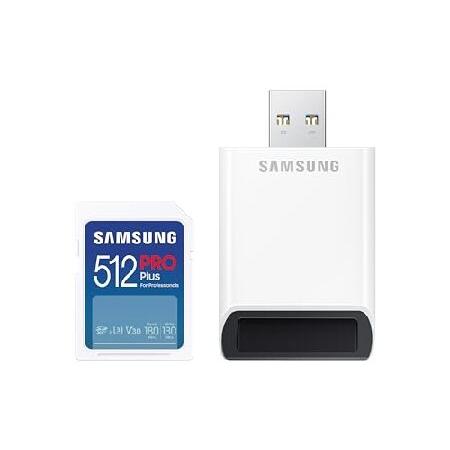 SAMSUNG PRO Plus フルサイズ 512GB SDXC メモリーカード+リーダー 最大1...