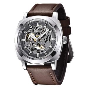 BENYAR - Mechanical Men's Automatic Watch | Leather Strap | Golden Movement | 45mm Skeleton Dial | Water and Scratch Resistant Stylish Gift｜valueselection