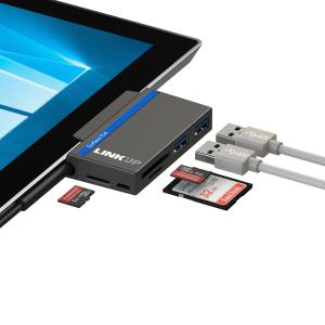 LINKUP拡張ハブ― 2×USB 3.0 1×SDXC 2×Micro SDXC／TFカードスロット―Microsoft Surface GO対応｜valueselection