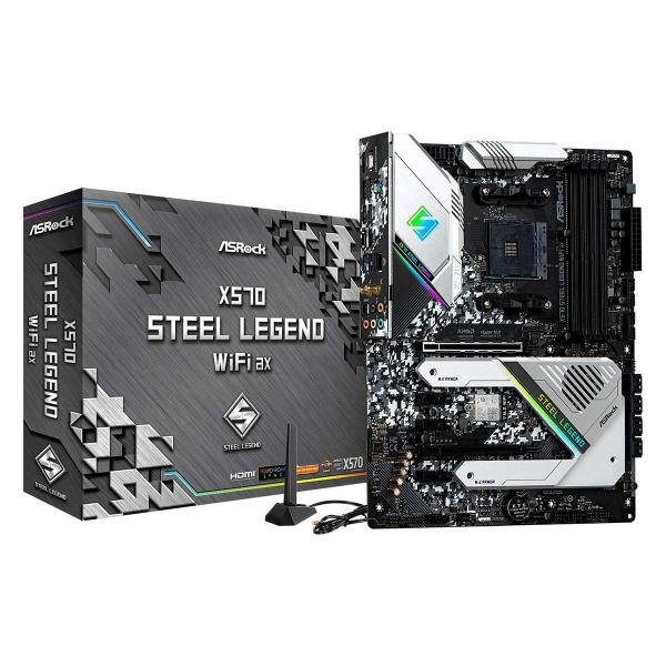 ASRock マザーボード X570 STEEL LEGEND WIFI AX PCパーツマザーボー...