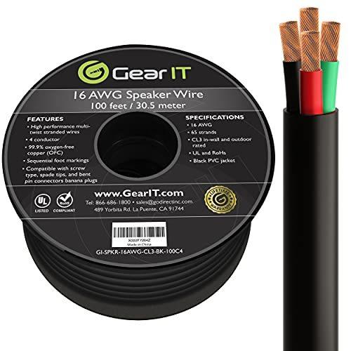 GearIT スピーカーケーブル GI-SPKR-16AWG-CL3-BK-100C4 オーディオ用...